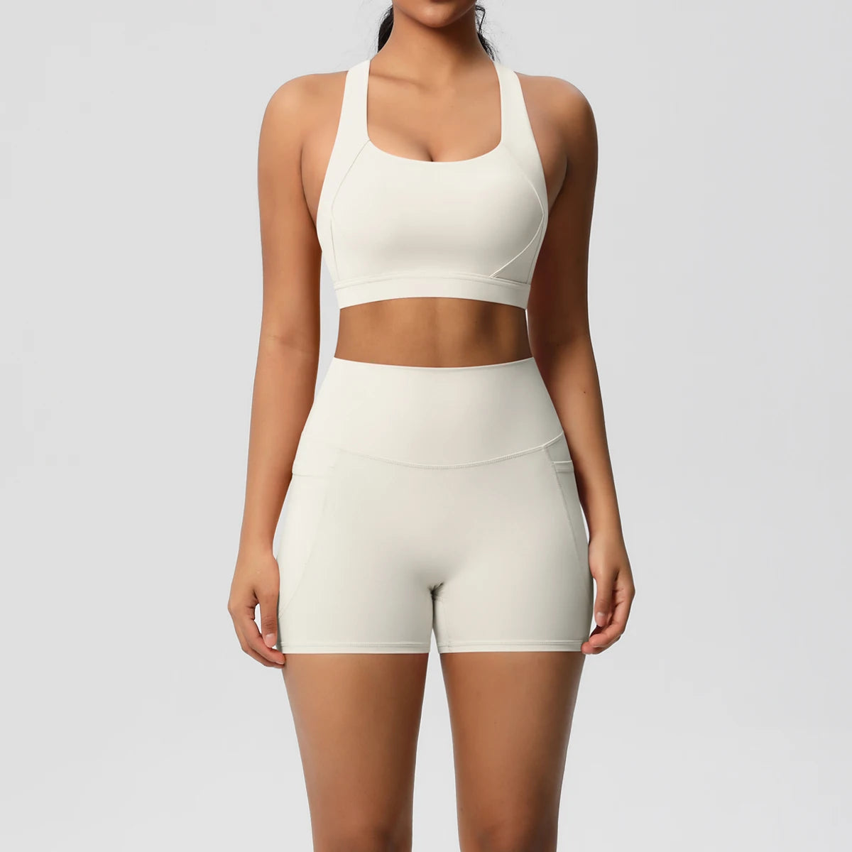 LioraFit™ 2pc sports wear bra and shorts with pockets