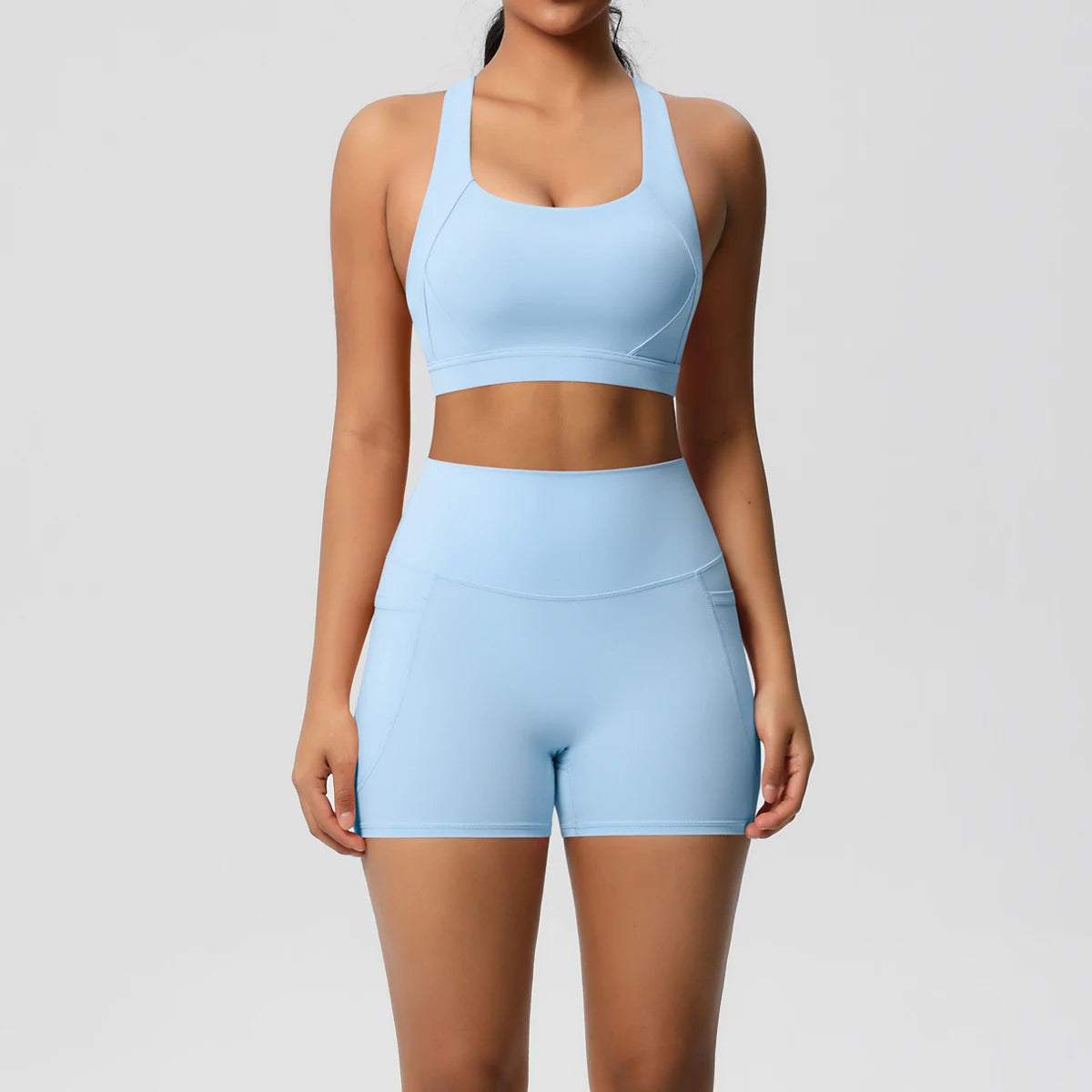 LioraFit™ 2pc sports wear bra and shorts with pockets