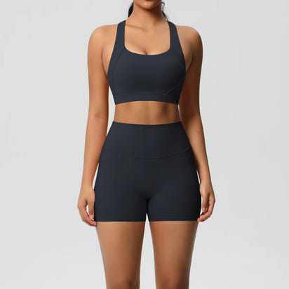 LioraFit™ 2pc sports wear bra and shorts with pockets
