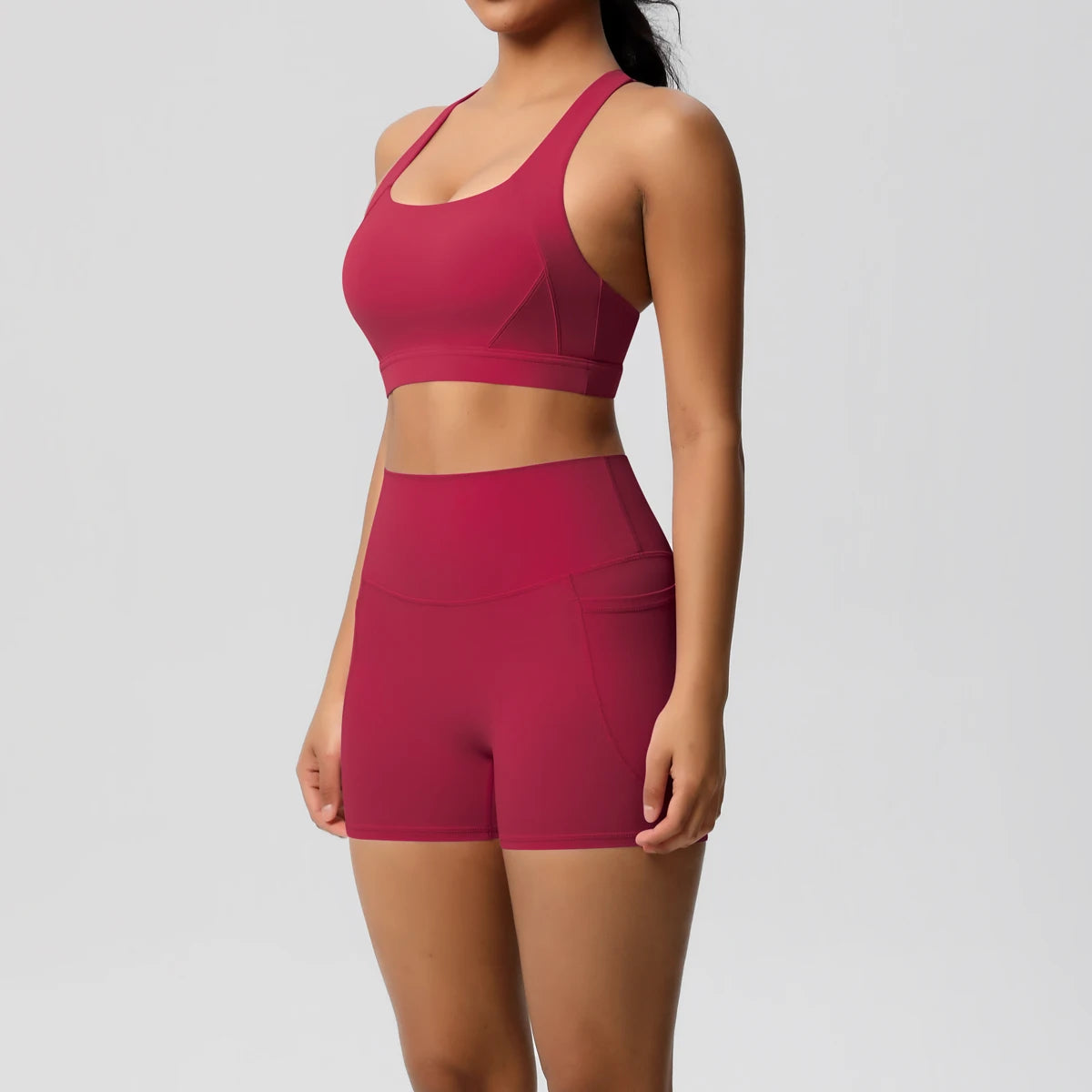 LioraFit™ 2pc sports wear bra and shorts with pockets