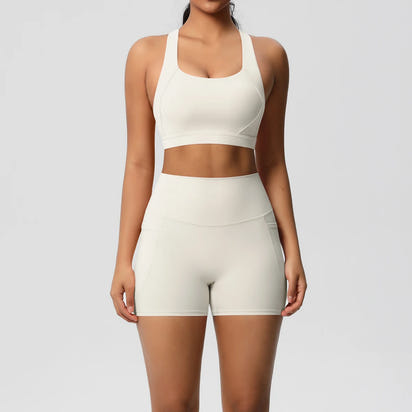 LioraFit™ 2pc sports wear bra and shorts with pockets