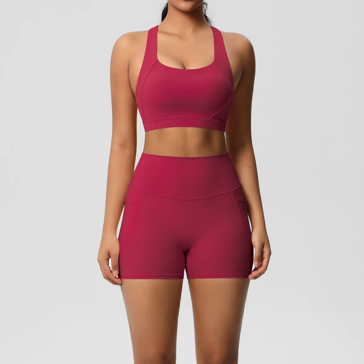 LioraFit™ 2pc sports wear bra and shorts with pockets