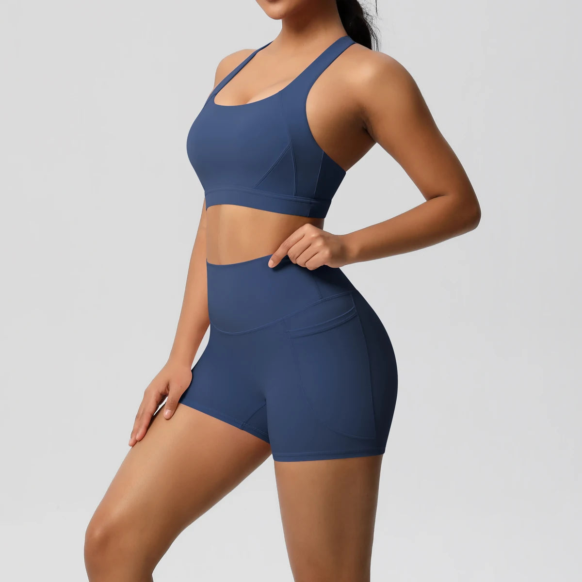 LioraFit™ 2pc sports wear bra and shorts with pockets