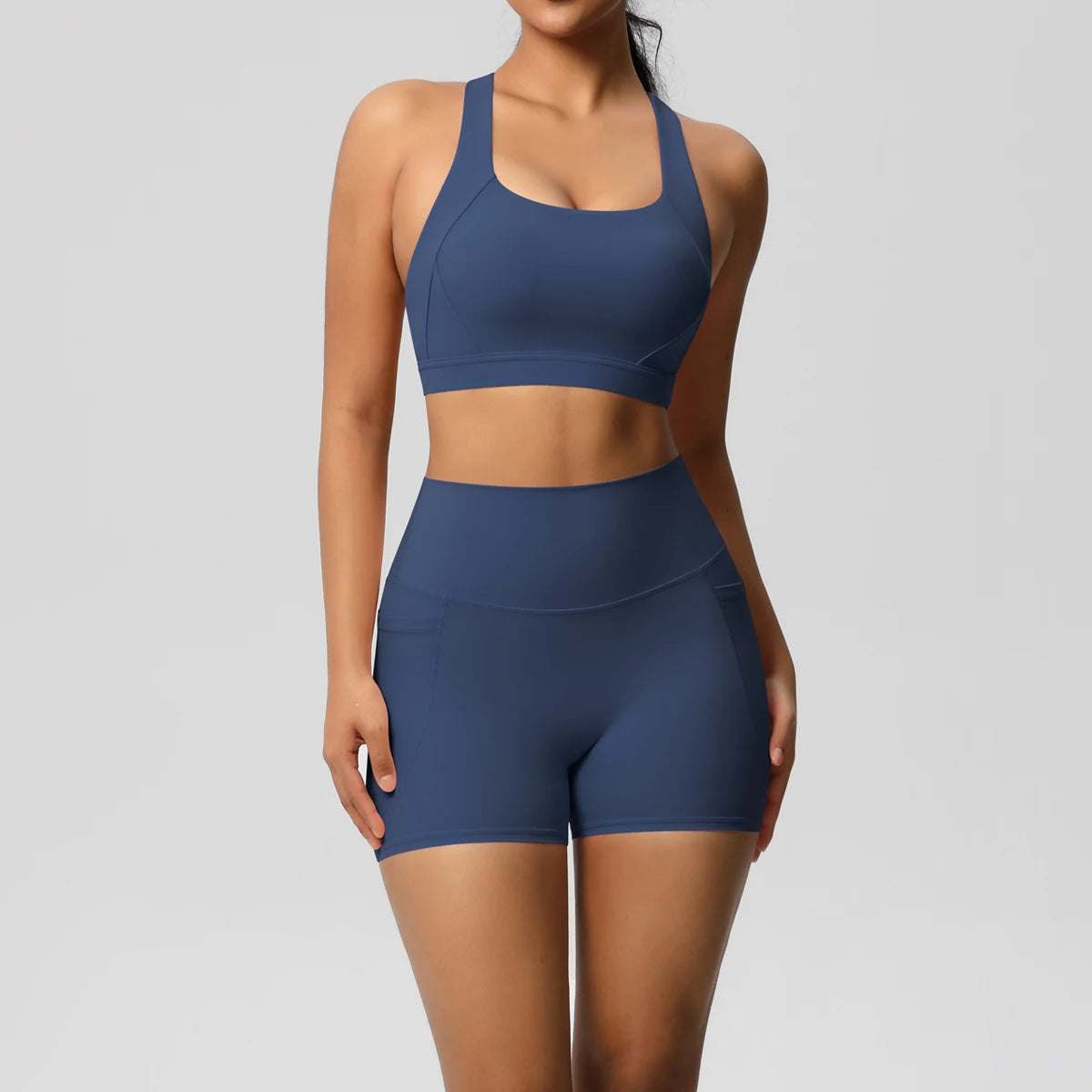 LioraFit™ 2pc sports wear bra and shorts with pockets