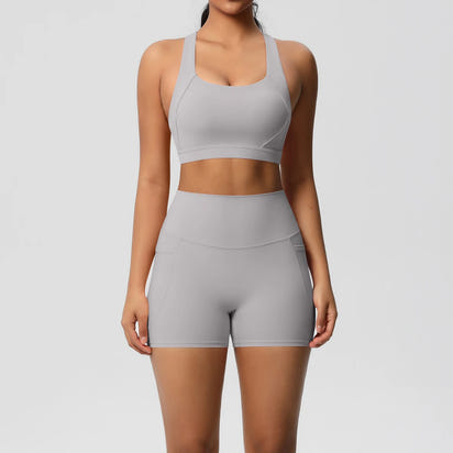 LioraFit™ 2pc sports wear bra and shorts with pockets
