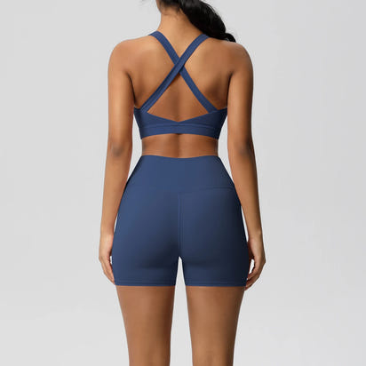 LioraFit™ 2pc sports wear bra and shorts with pockets