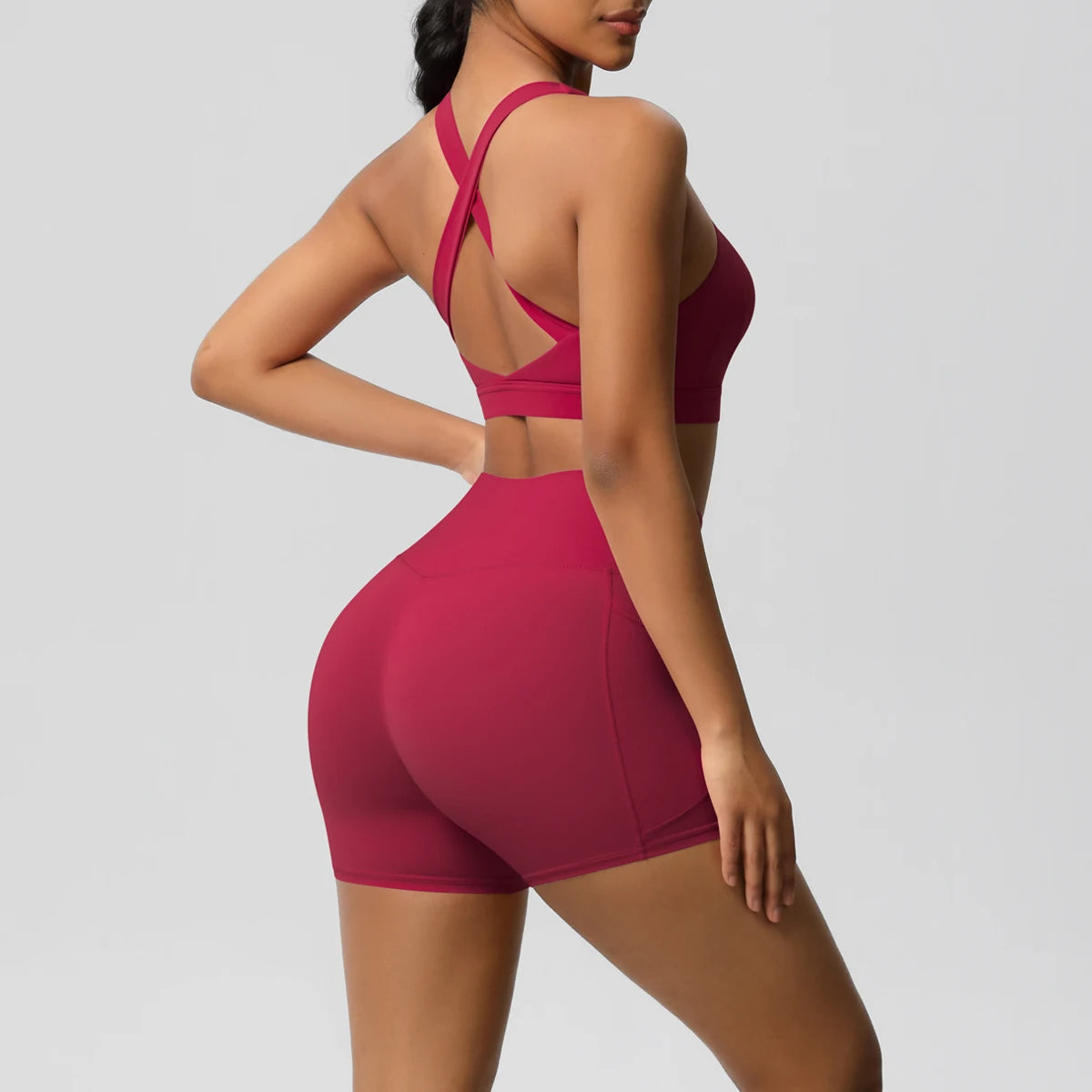 LioraFit™ 2pc sports wear bra and shorts with pockets