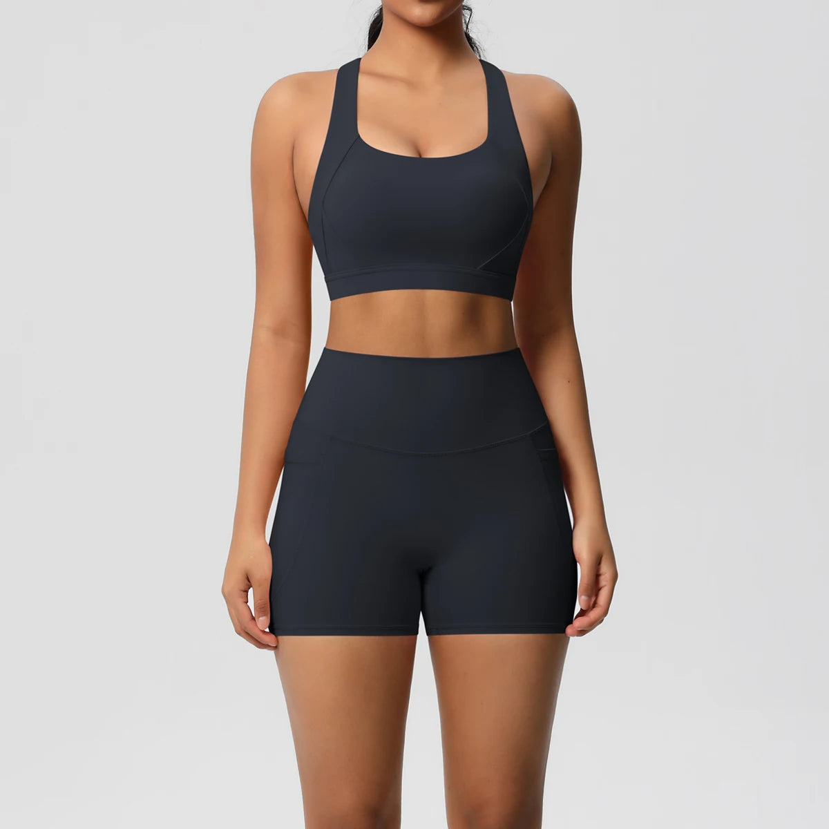 LioraFit™ 2pc sports wear bra and shorts with pockets