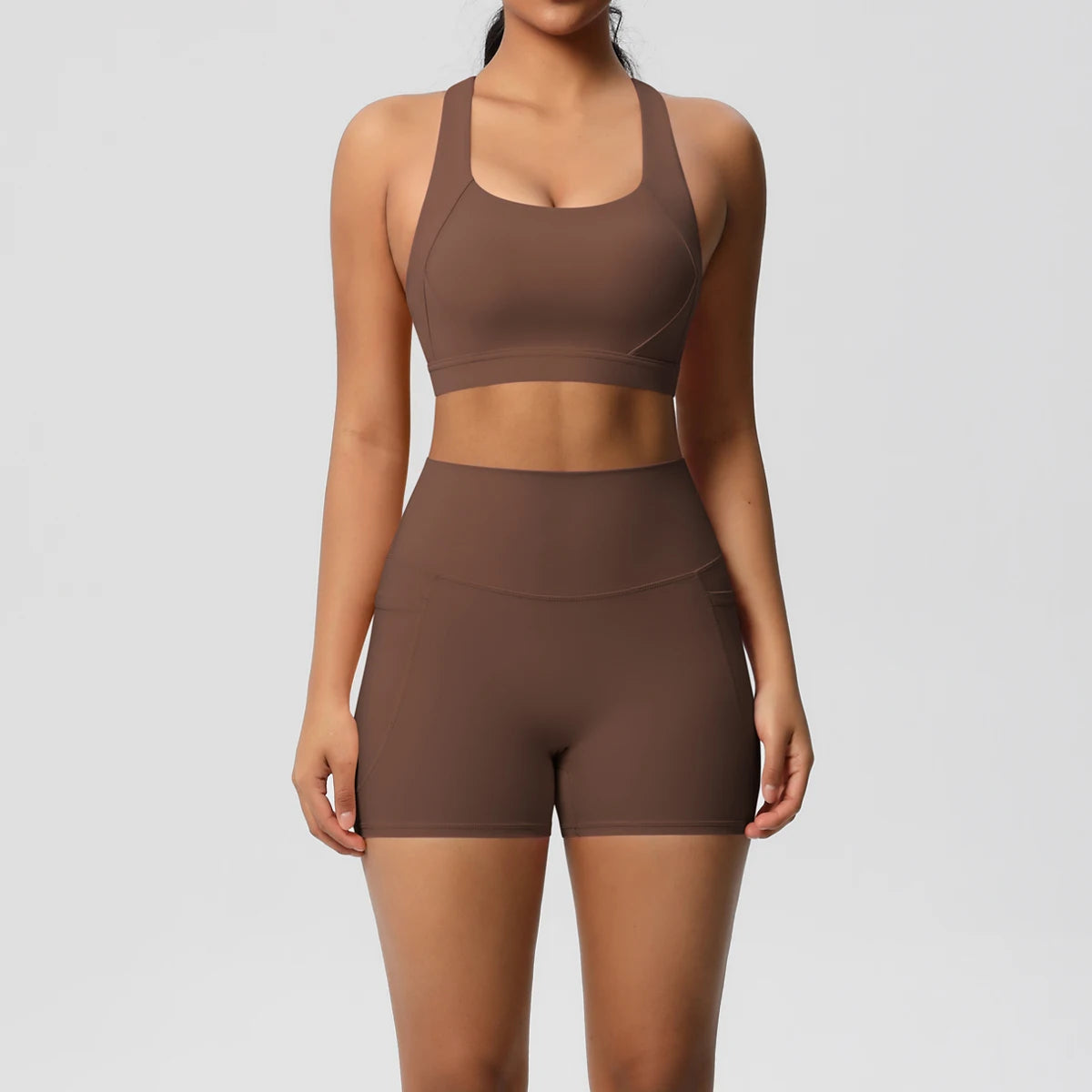 LioraFit™ 2pc sports wear bra and shorts with pockets