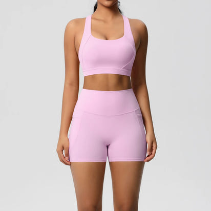 LioraFit™ 2pc sports wear bra and shorts with pockets